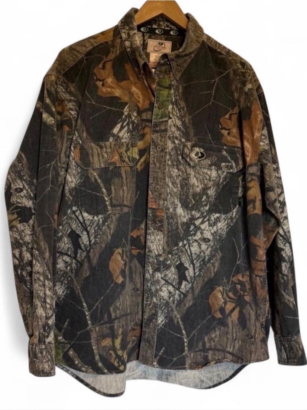 Mossy Oak Men's Realtree Camo Button-Up Jacket in Brown & Green